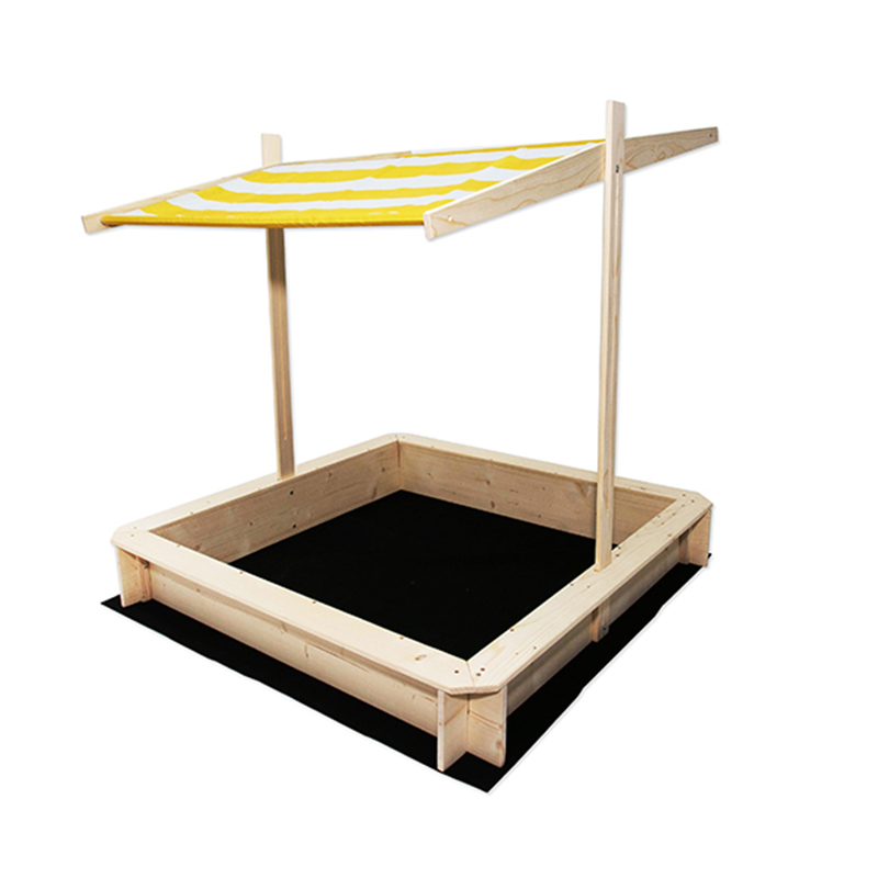 Kids Pine Wood Sandbox With Lid And Canopy