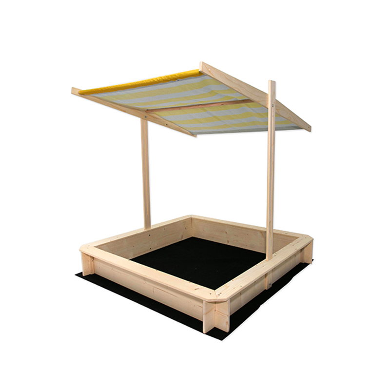 Kids Pine Wood Sandbox With Lid And Canopy