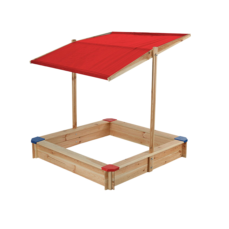 Kids Pine Wood Sandbox With Lid And Canopy