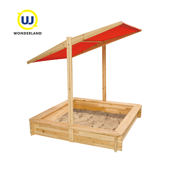 Kids Pine Wood Sandbox With Lid And Canopy