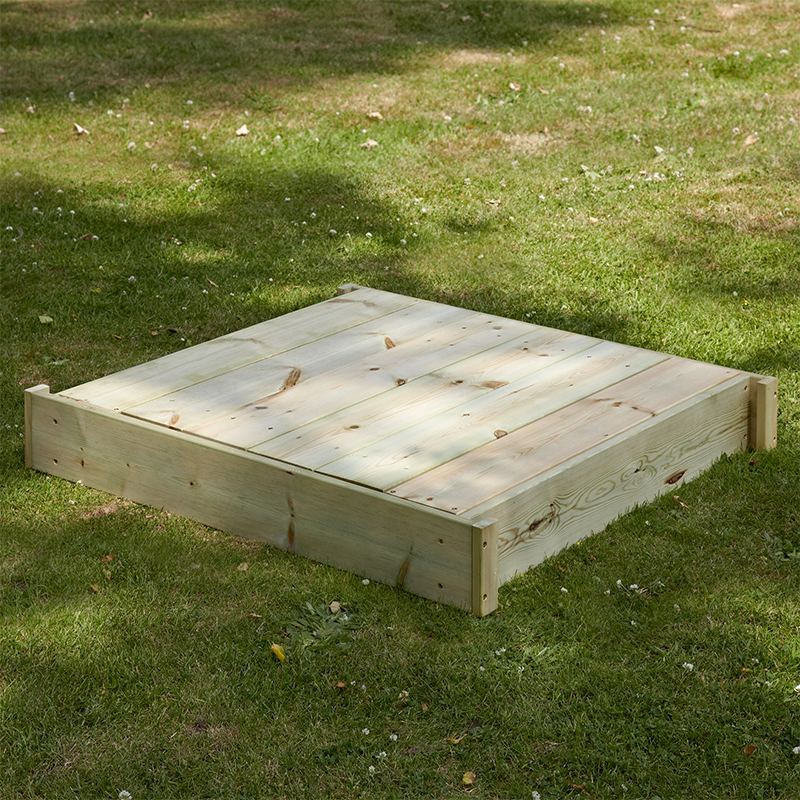 Kids Sandbox for outdoor garden wood foldable sandpit with bench seat